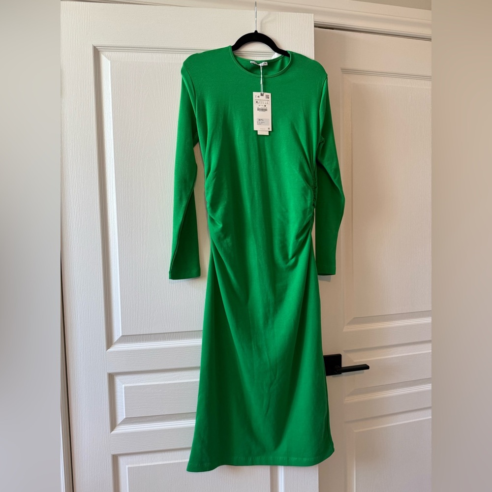 Zara Vibrant Green Long Sleeve Dress